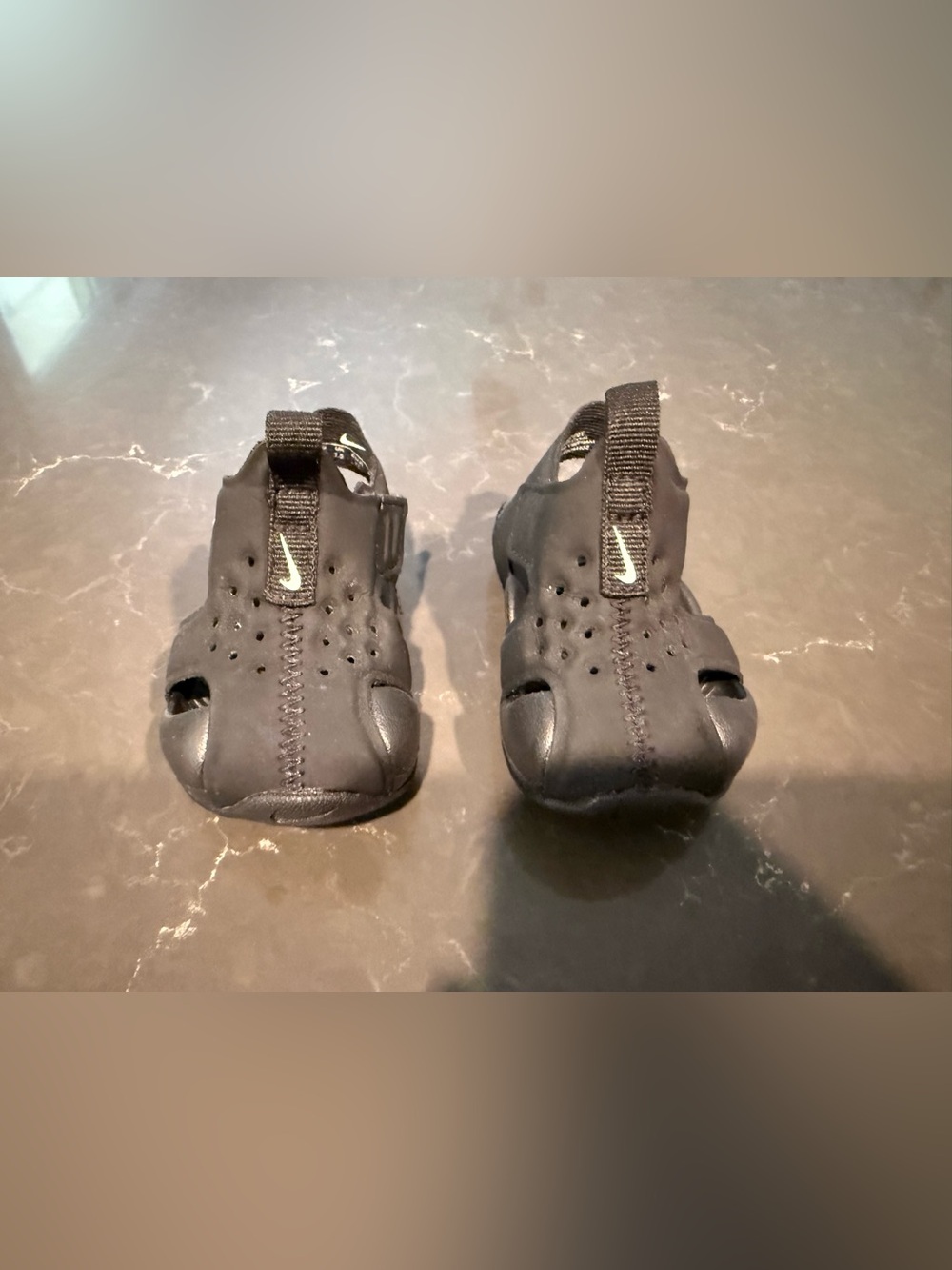 GUC- Nike Kids Black Water Shoes with White Swoosh 2C